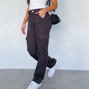 White Fox Boutique Charcoal Cargo Pants